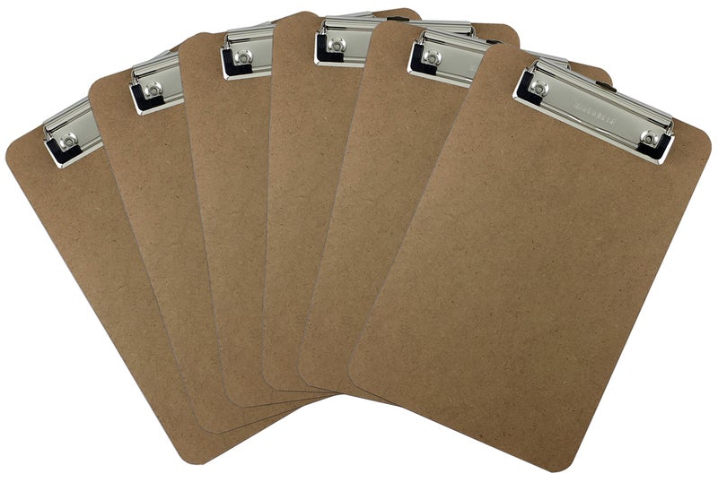 Trade Quest Memo Size 6'' x 9'' Clipboard Low Profile Clip Hardboard (Pack of 6) - Image 1
